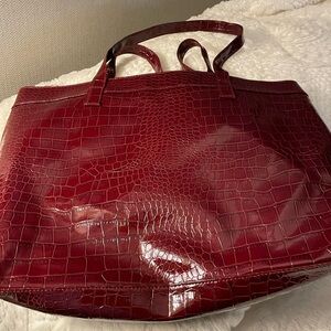Luxurious Red Structured Tote Bag
